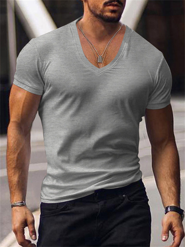 Men's T Shirt Tee Tee Top Plain V Neck Street Vacation Short Sleeves Clothing Apparel Designer Basic Modern Contemporary