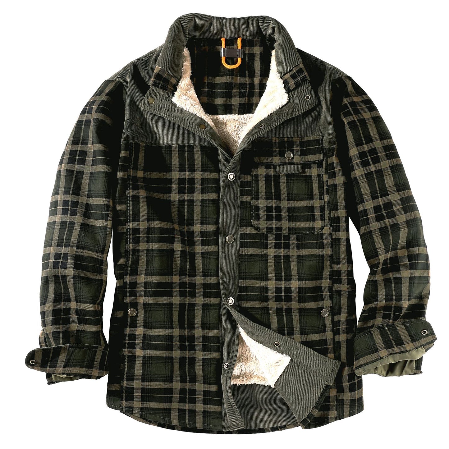 Foruwish - Men's Plaid Coat Jacket Men's Coat Plush Large Winter Warm Cotton Jacket