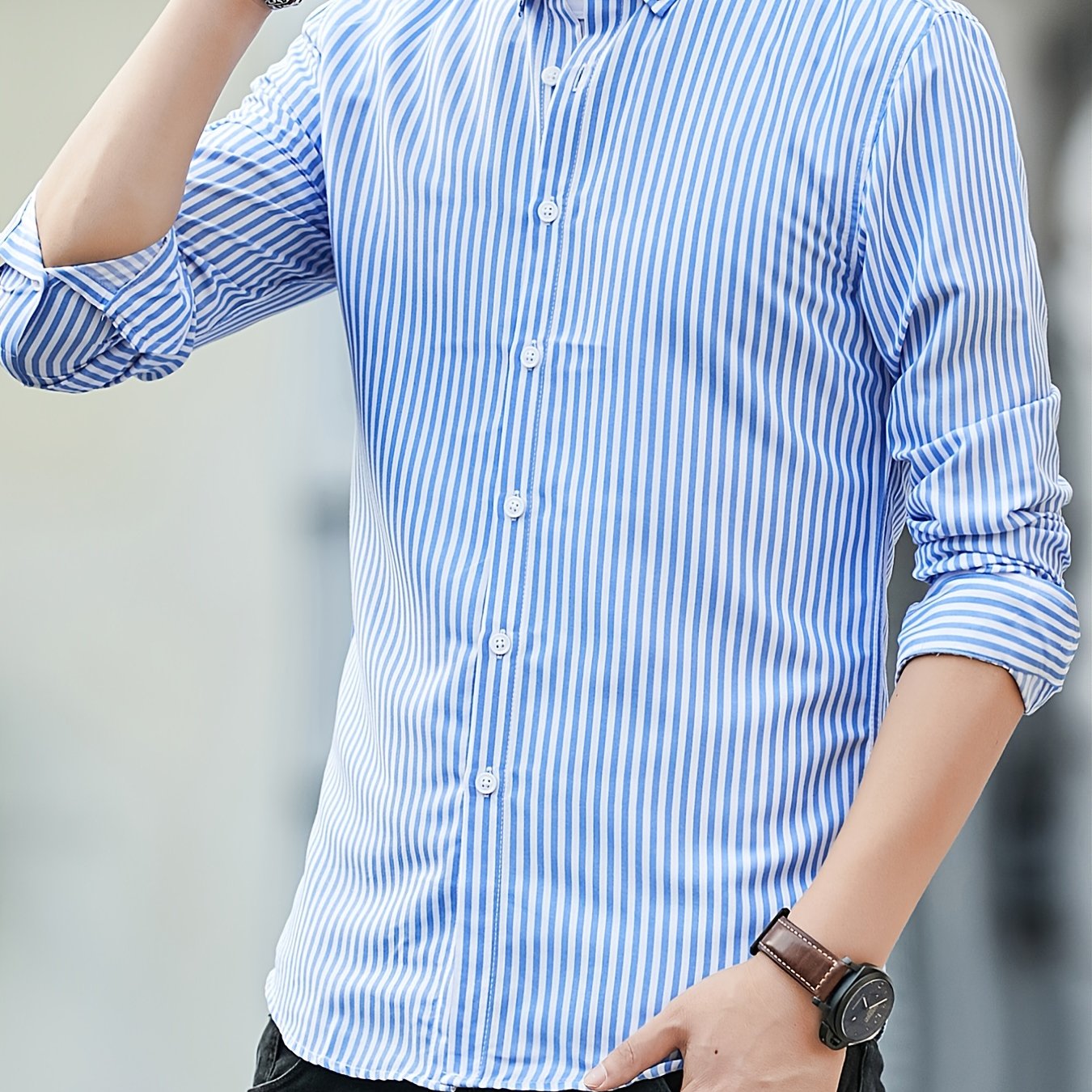 Slim Striped Business Casual Shirt: Perfect Fit for a Stylish Look