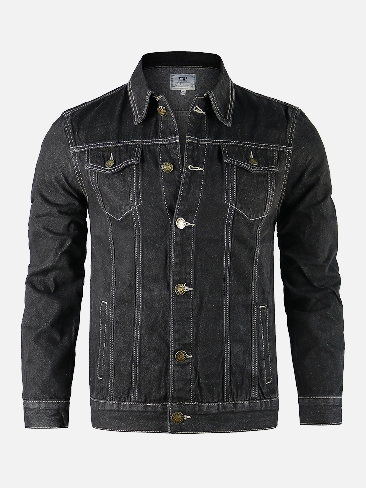 Foruwish - Mens Classic Slim Fit Casual Denim Jackets