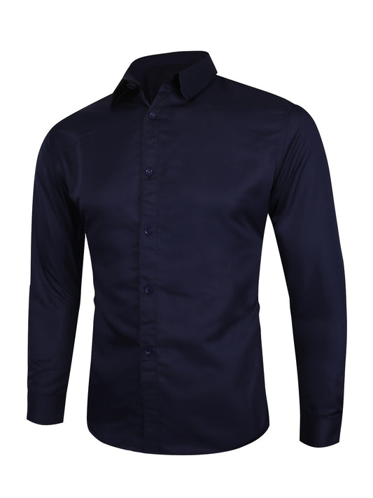 Solid Color Business Shirt: Slim Fit, Allows for a Sleek Look and Comfortable Wear.