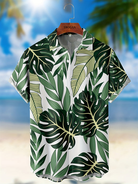 Coconut Print Men's Short Sleeve Shirt - Hawaiian Style Casual Wear