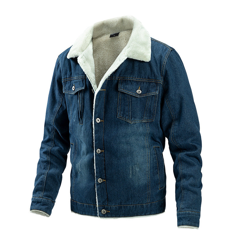 Foruwish - Kayce Dutton Blue Denim Jacket Winter Plus Fleece Warm Jacket Sherpa Lined Turn Down Collar for Cowboy