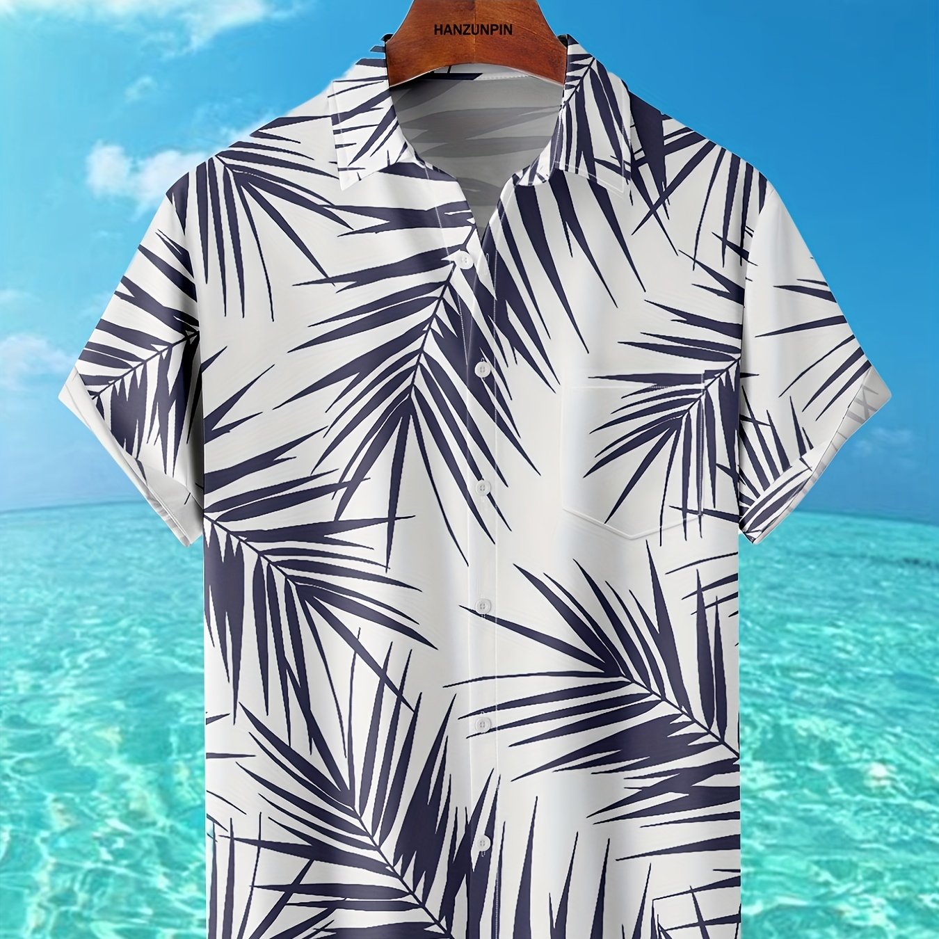 Coconut Print Men's Short Sleeve Shirt - Hawaiian Style Casual Wear