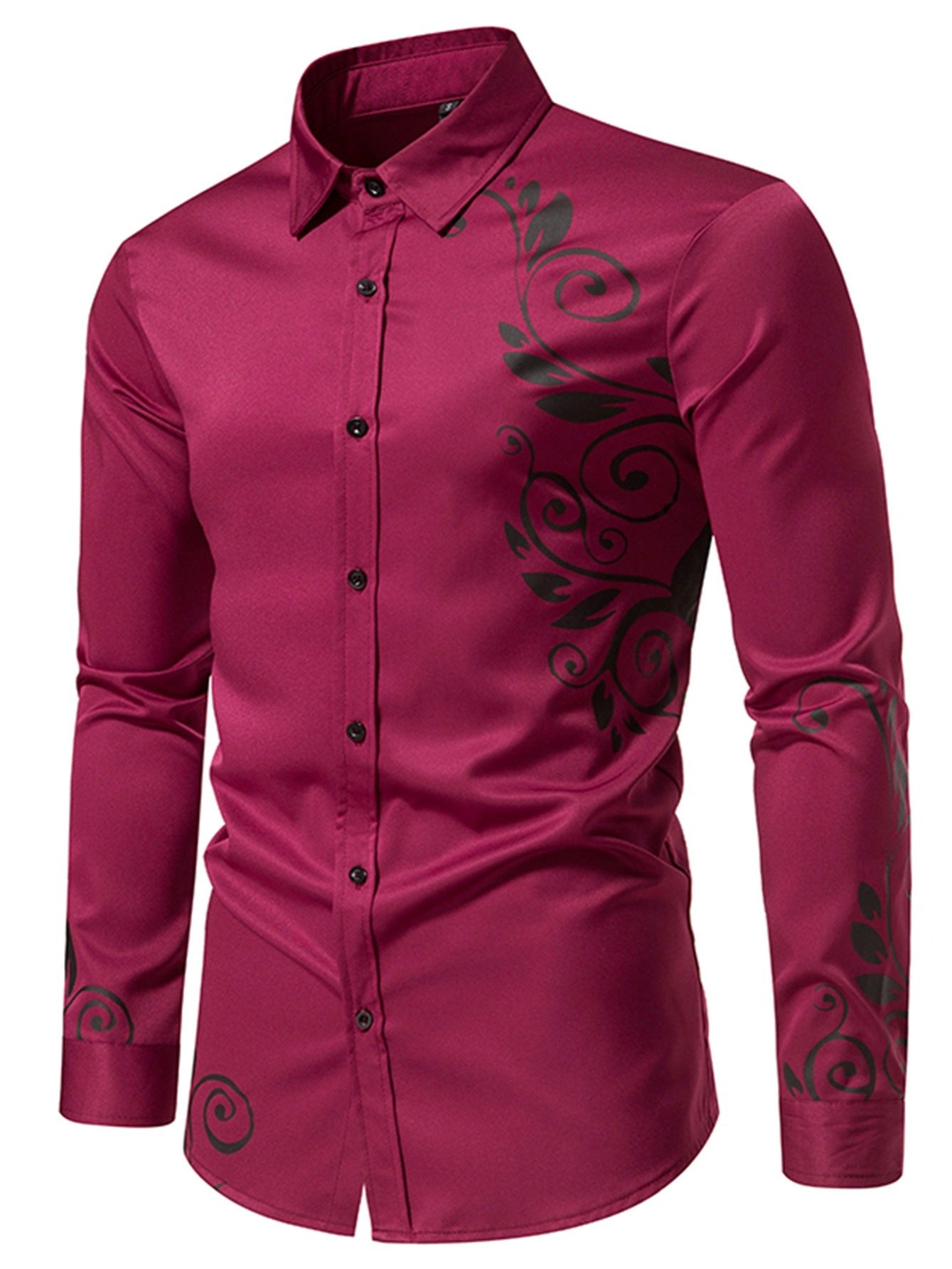 Make a Statement in This Stylish Men's Gold-Printed Long-Sleeved Shirt