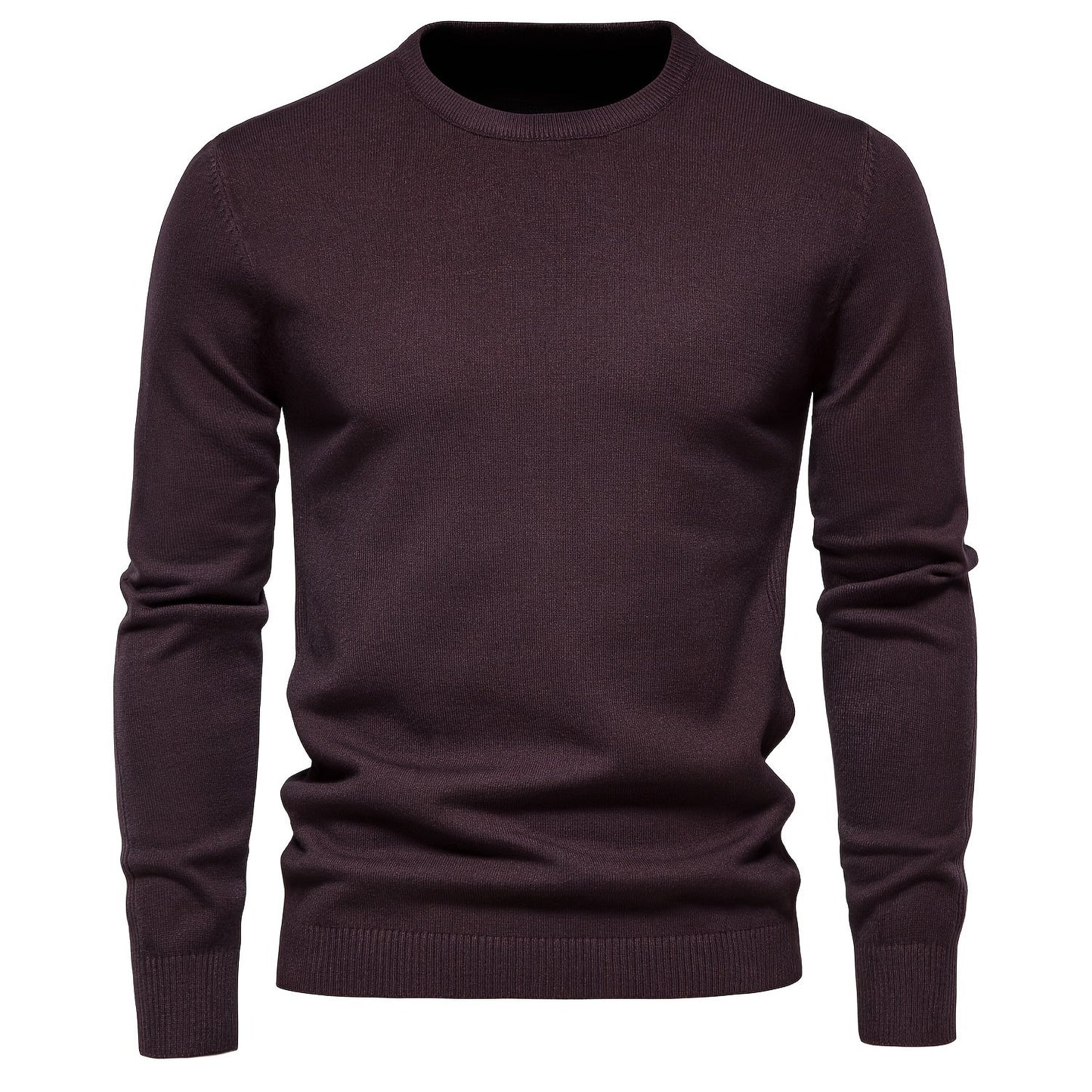 Foruwish - Men's Solid Color Crew Neck Slim Fit Knit Sweater