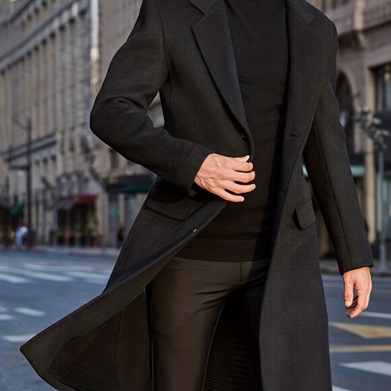 Foruwish - Elegant Retro Trench Coat, Men's Semi-formal Single Breasted Lapel Overcoat For Fall Winter Business