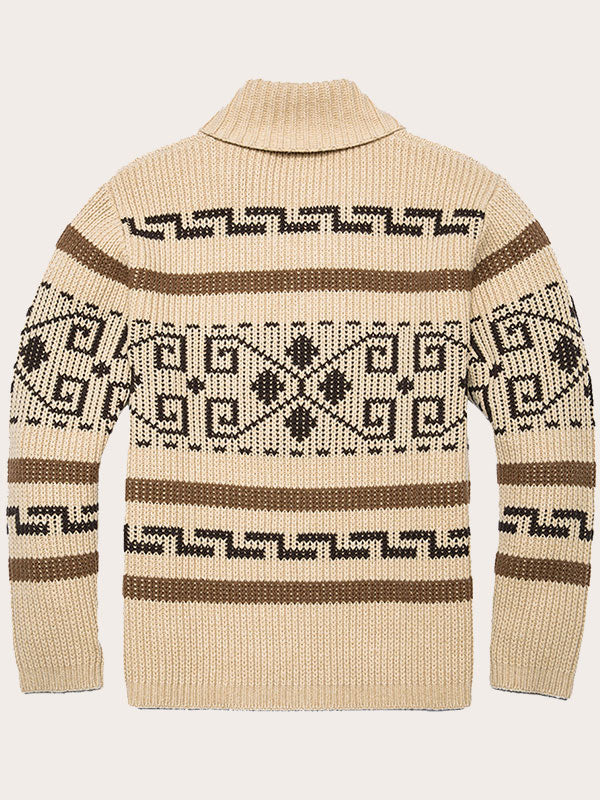 Foruwish - Patchwork Standard Color Block Zipper Men's Aztec Sweater