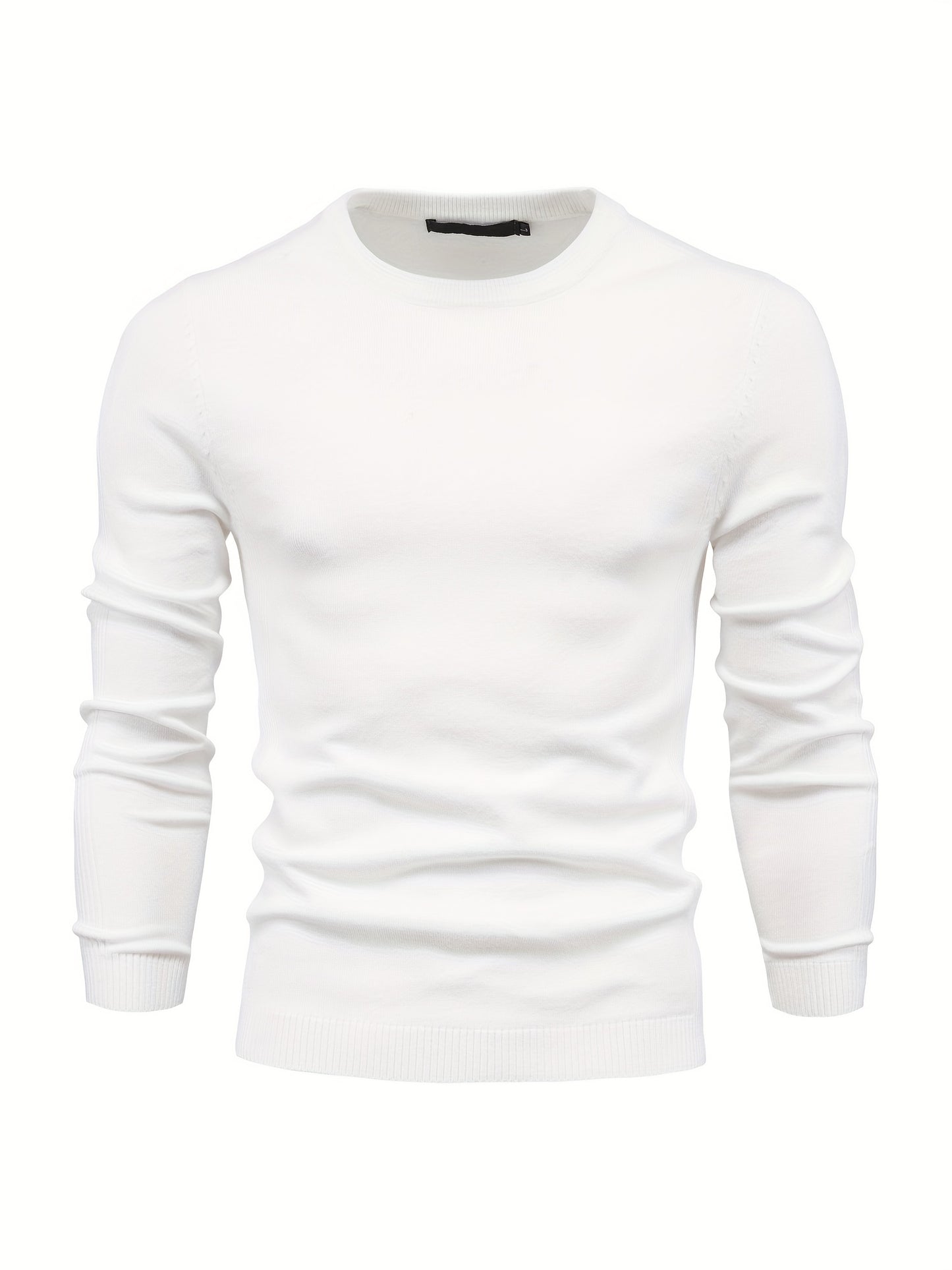 Foruwish - Men's Solid Color Crew Neck Slim Fit Knit Sweater