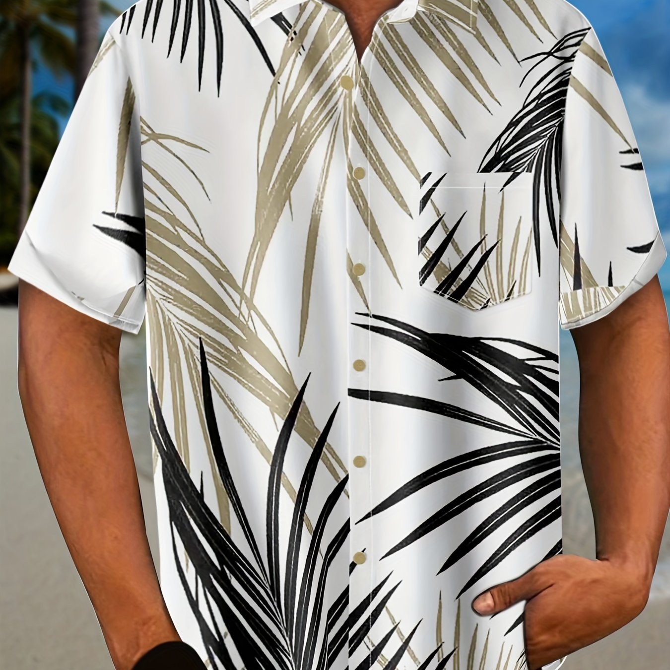 Coconut Print Men's Short Sleeve Shirt - Hawaiian Style Casual Wear