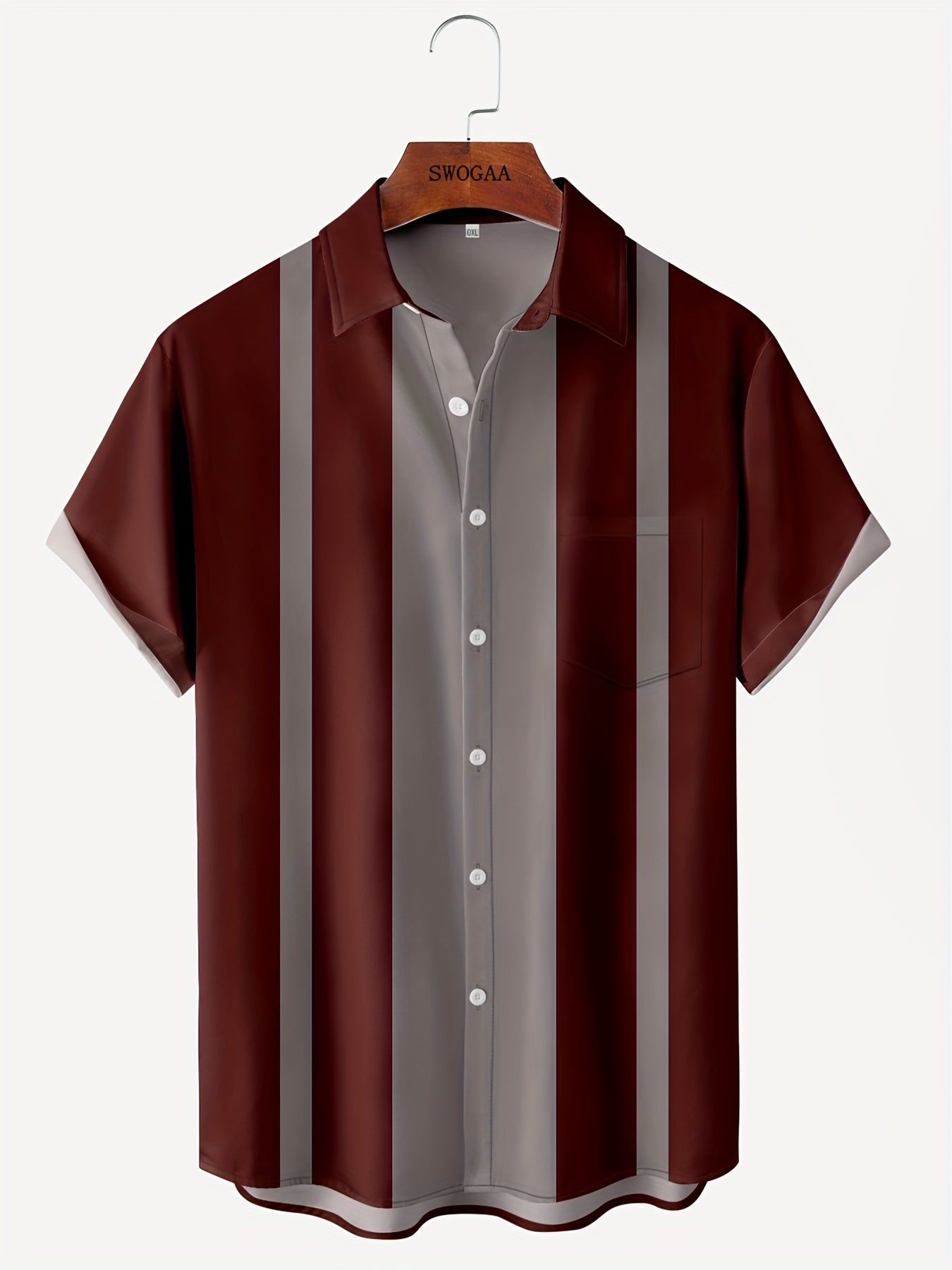 Stylish Men's Patchwork Shirt with Chest Pocket and Loose Fit