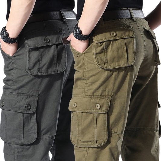 Men's Overalls Cargo Pants Casual Cotton Multi Pocket Baggy Military Army Work Pants Streetwear Straight Slacks Long Trousers