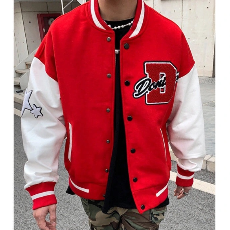 American letter towel embroidered jacket coat men's Y2K street hip-hop retro baseball uniform couple casual all-match jacket top