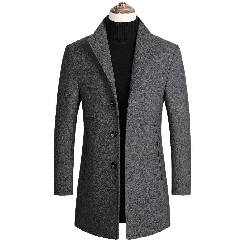 New Men Wool Blends Coats Autumn Winter Solid Men's Wool Jacket Smart Casual Male Turn Down Collar Coats Brand Clothing 2023