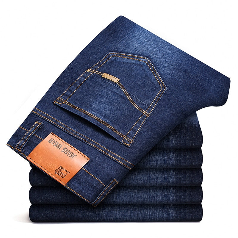 42 44 Spring and Autumn New Classic Men's Large Size Jeans Fashion Business Casual Stretch Slim Black Blue Men's Brand Pants