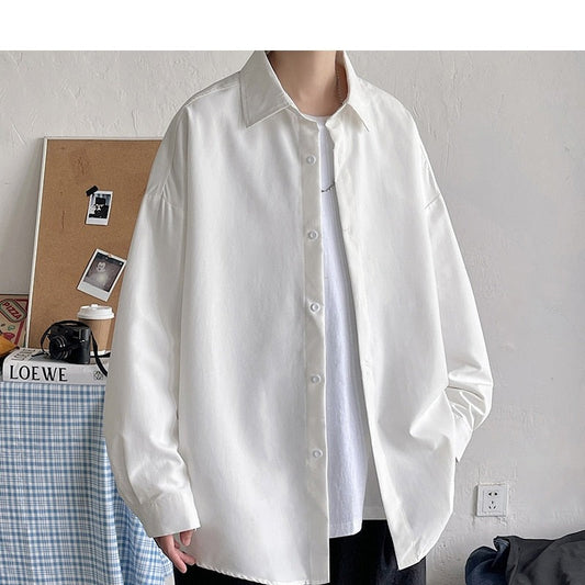 Men Korean Fashion White Long Sleeve Shirts 2023 Mens Harajuku Black Oversized Shirt Male Button Up Shirts Blouses 5XL