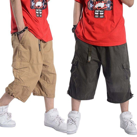 Plus Size Summer Casual Shorts Men Cotton Cargo Shorts With Big Pocket Loose Baggy Hip Hop Shorts Bermuda Military Male Clothing