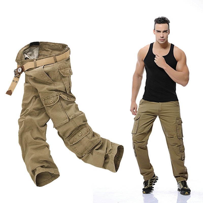 Spring Mens Cargo Pants ArmyGreen Big Pockets Decoration Casual Easy Wash Trousers Male Tactical Pants Size 28 44 46