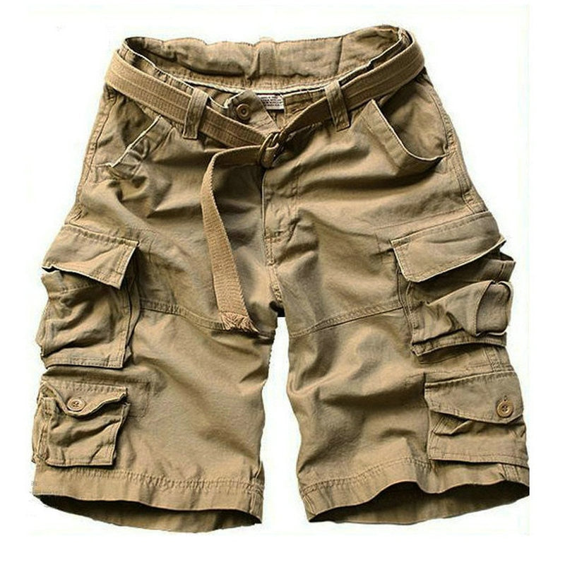 Summer Cargo Shorts Men Many Pocket Camouflage Half Trousers Short Casual Loose Camo Shorts Knee length With Belt Bermuda Male