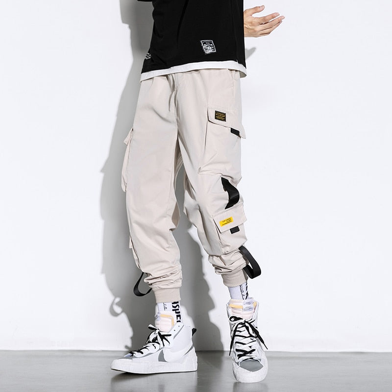 New Hip Hop Joggers Cargo Pants Men Harem Pants Multi-Pocket Ribbons Man Sweatpants Streetwear Casual Mens Pants