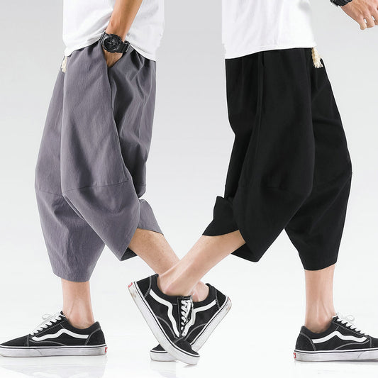 Summer Mens Cross Pants Streetwear Harem Pants Male Loose Chinese Style High Quality Men Casual Pants Fashionable Large Size 5XL