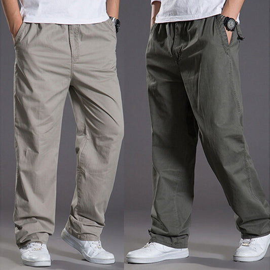 Mens casual Cargo Cotton pants men pocket loose Straight Pants Elastic Work Trousers Brand Fit Joggers Male Super Large Size 6XL