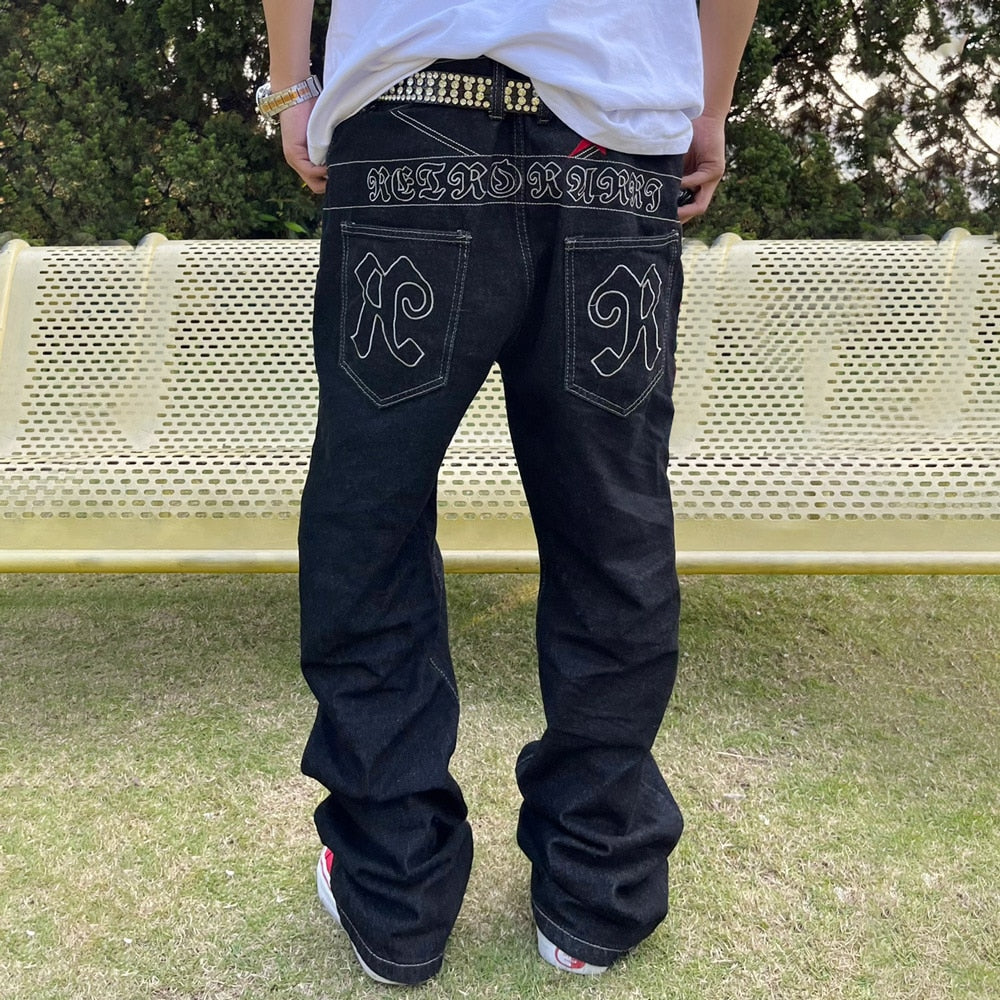 Jeans Men Black Streetwear Loose Denim Pants Hip Hop Straight-leg High Street Casual Thin Y2k Baggy Vaqueros Trousers Summer