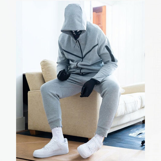 2023 Men Tracksuits 2 Piece Set Black Sports Suit Jogging Men New Brand Designer Style Tech Sweatpants Black Techwear Polyester