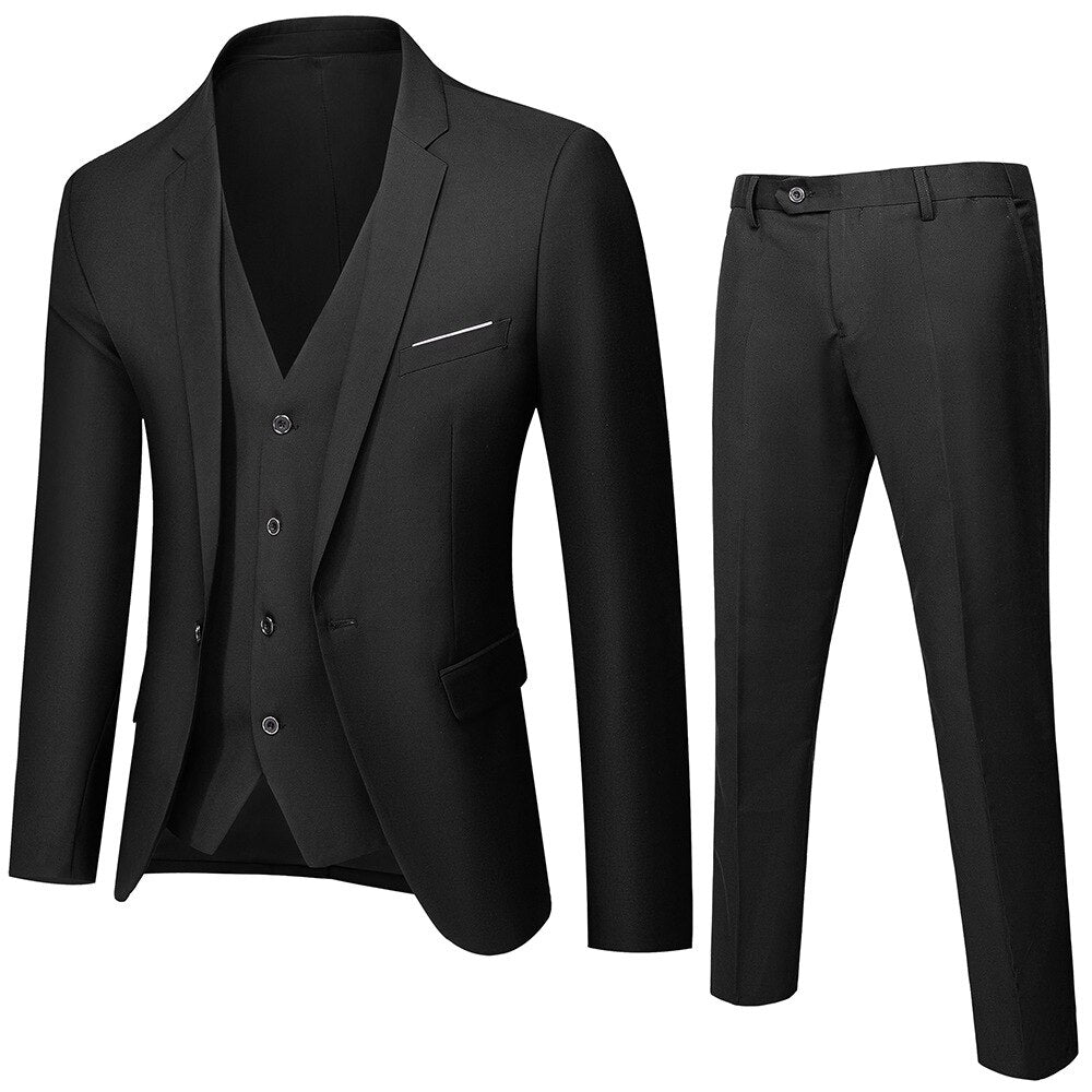 Blazers Set Suits For Men Elegant Wedding Luxury 3 Pieces Business Formal Vest Pants Full Coats 2023 Jackets Free Shipping