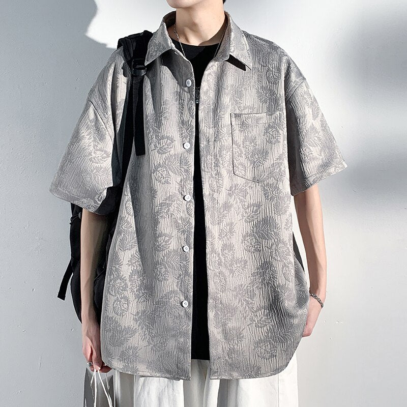 Plus Size 5XL-M Korean Fashion Streetwear Printed Shirt Man Short Sleeve Men's Clothing Summer Button-up Casual Shirts Tops