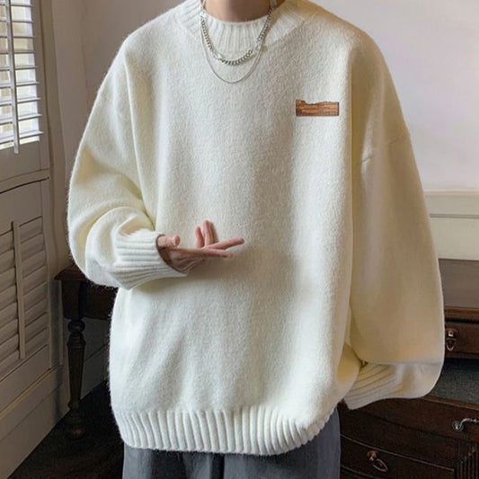 Autumn Winter Fashion Man Solid Pring Casual O Neck Men's Loose Tess Cool Boys Pullover Knitted Sweater All Match Soft