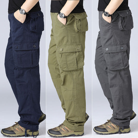 Men's Cargo Pants Casual Multi Pockets Military Tactical Pants Plus Size 44 Cotton Men Outwear Army Loose Straight Long Trousers