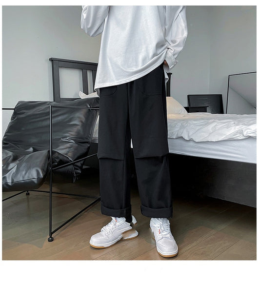 Wide Leg Mens Loose Pants Oversized Casual Fashion Streetwear Vintage Cargo Straight Trousers