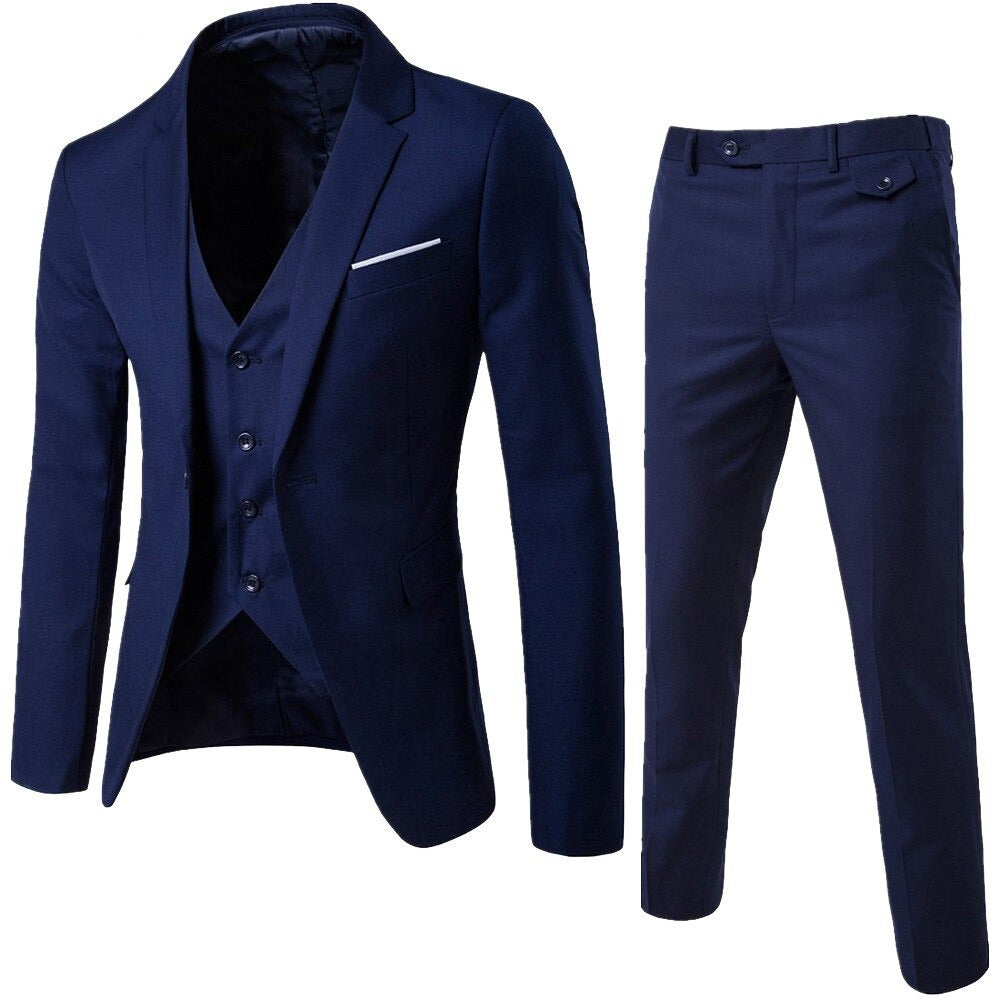 Men's 3 Piece Suits Elegant Wedding Dress Blazers Set Luxury Full Coat Pants Design With Business Fit Jacket And Vest