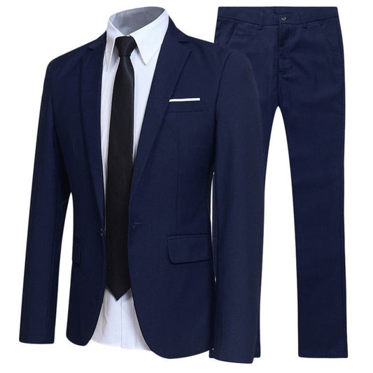 Men Blazers 2 Pieces Sets Formal 3 Suits Full Business Korean 2022 Pants Blue Coats Wedding Elegant Jackets Luxury Free Shipping