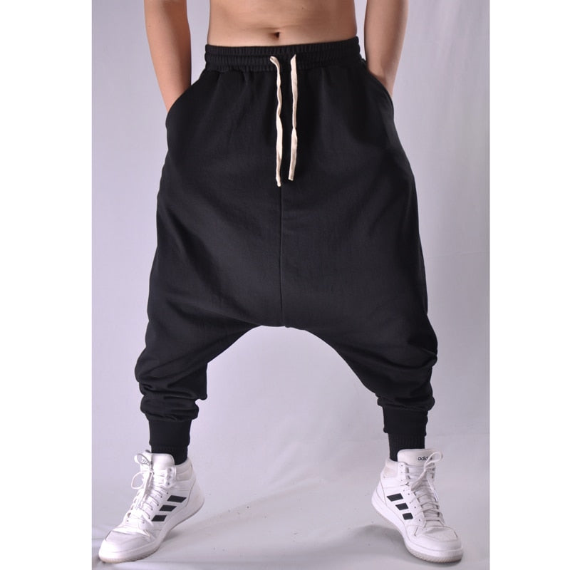 Men's Baggy Trousers Sweatpants Loose Crotch Hip-hop Big Harem Pants Large Size Flying Squirrel  Sports Jogging Pants