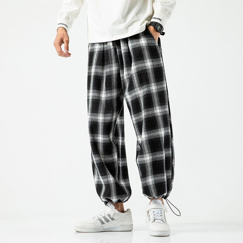 Streetwear Plaid Pants Men’s Casual Straight Trousers for Men Woman Harajuku Hip-hop Harem Pants Male Loose Oversized 5XL