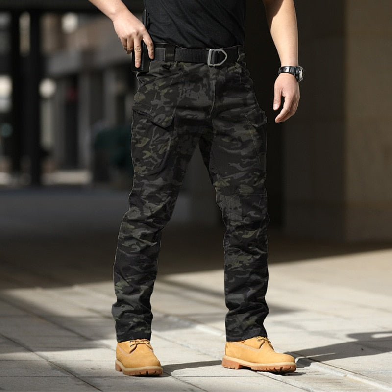 Army Style Camouflage Print Slim Fit Pants Men Fall Leisure Mutil Pockets Stretch Trousers Spring Men Casual Straight Long Pant