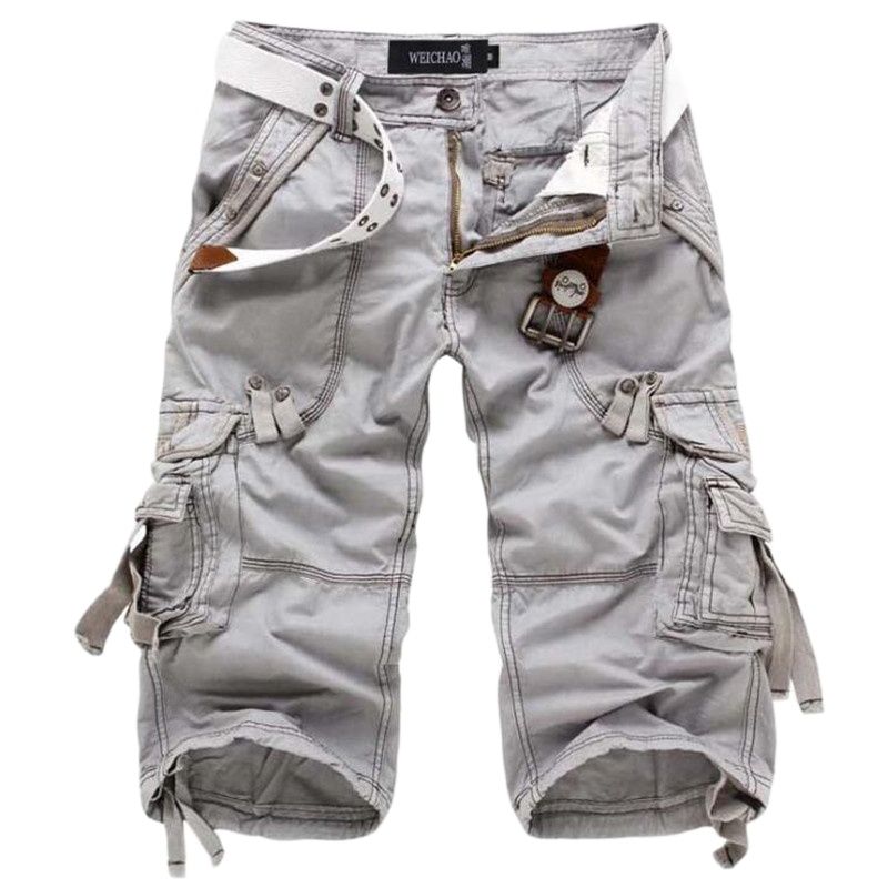 New Summer Casual Shorts Mens Straight Solid Sports Shorts Men Joggers Cargo Shorts Fashion Cotton Knee Length Sweatpants Man