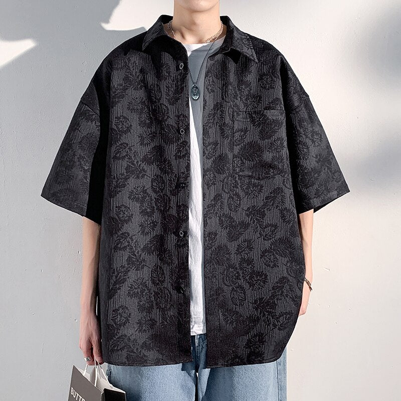 Plus Size 5XL-M Korean Fashion Streetwear Printed Shirt Man Short Sleeve Men's Clothing Summer Button-up Casual Shirts Tops