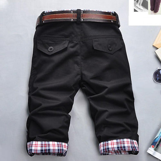 Men Shorts Casual Summer Cargo Loose Quick Dry Beach Plaid Pockets Buttons Fifth Fitness Jogging Workout