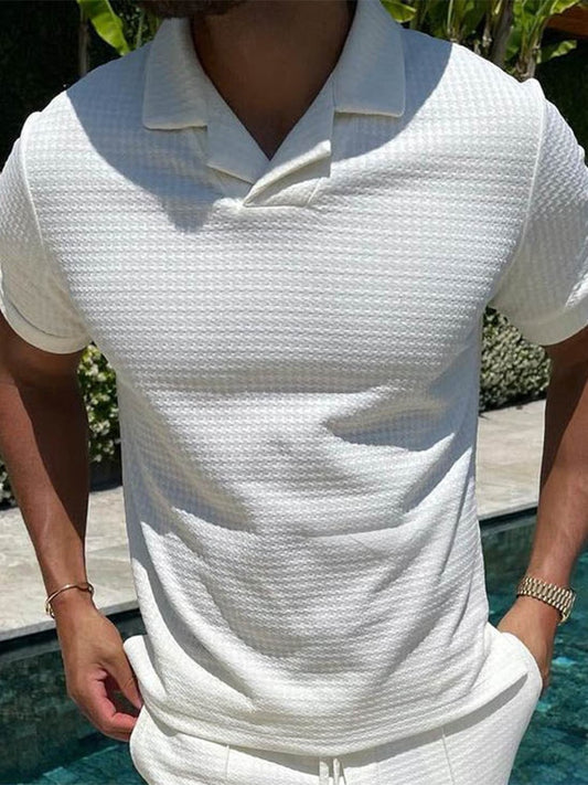 Summer Short Sleeve Solid Polo Shirts Mens Fashion Turn-down Collar Cotton Tops Pullover Casual Clothing Men New Streetwear