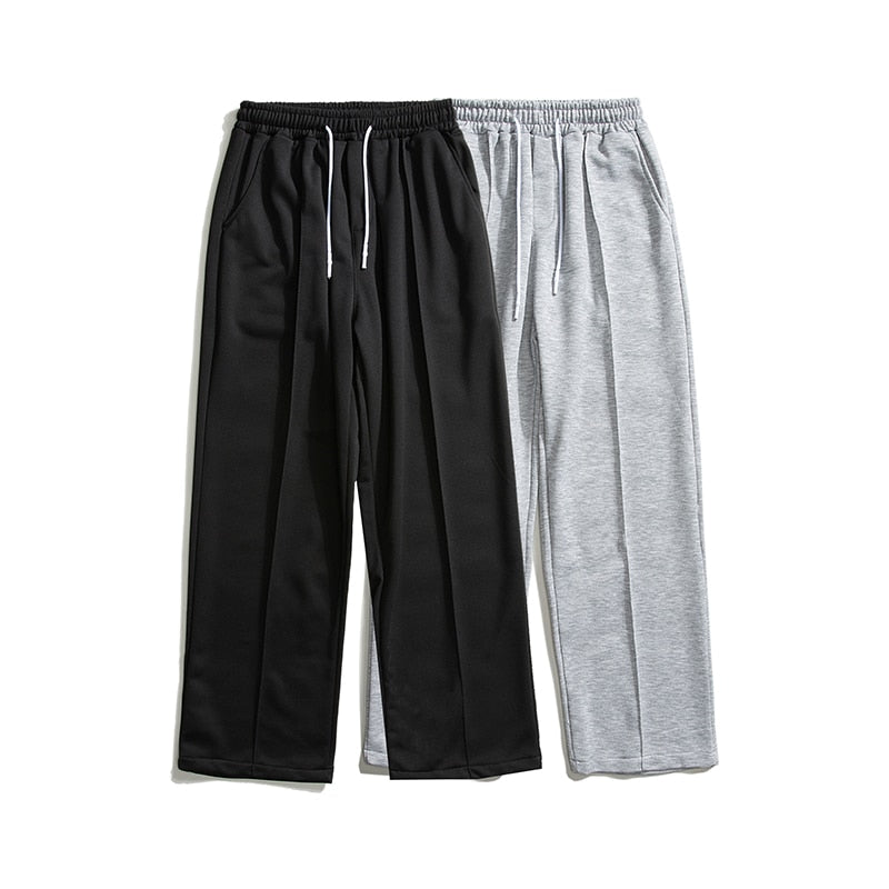 2023 Spring New Men's Baggy Sweatpants Korean Fashion Streetwear Light Grey Straight Wide Leg Pants Casual Trousers Male