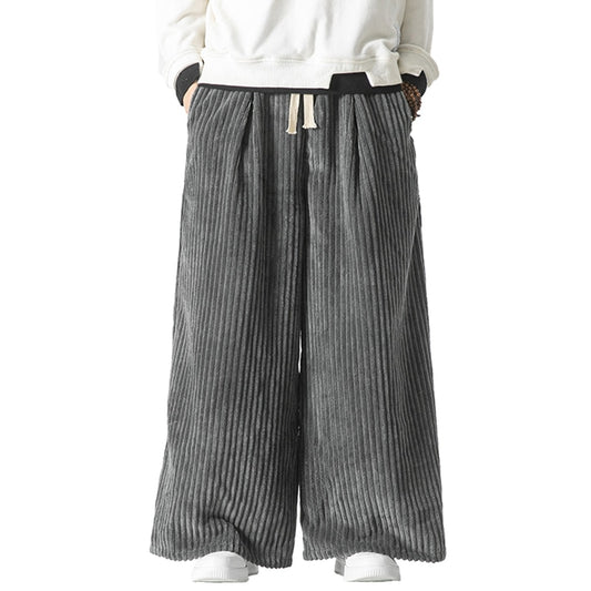 Vintage Men Corduroy Pants Harajuku Mens Solid Color Wide Leg Harem Pants Men Streetwear Casual Jogging Trousers Oversized 5XL