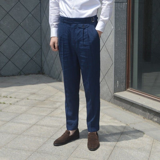 Men's Casual Trousers Cotton Linen Male Fashion Slim Fit Hot Sale Retro Pants High Waist 2023 Top Trousers Men's Clothing B65