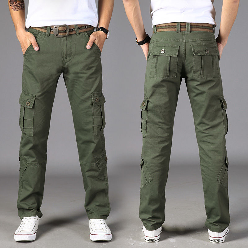 2023 Hot Sale Autumn Men's Cargo Pants Pure Cotton Casual Straight Loose Cargo Trousers Military Work Pants for Male B118