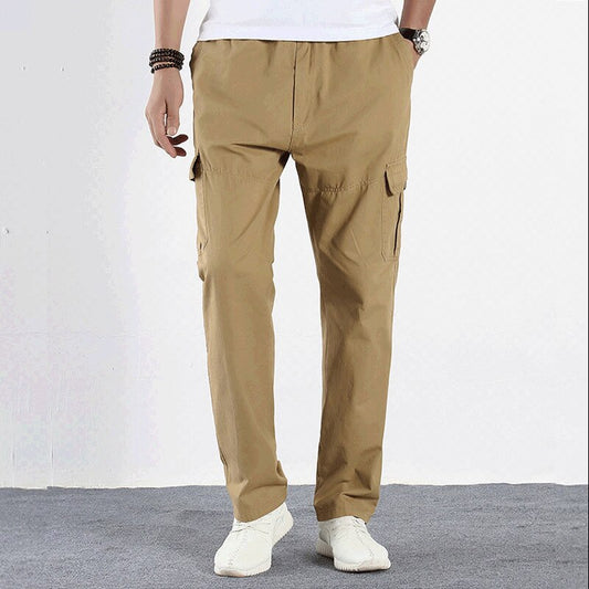 Mens Full Cotton Cargo Joggers Pants Pocket Baggy Elastic Waist Military Trousers Man Fashion Loose Casual Overalls 4XL 5XL 6XL