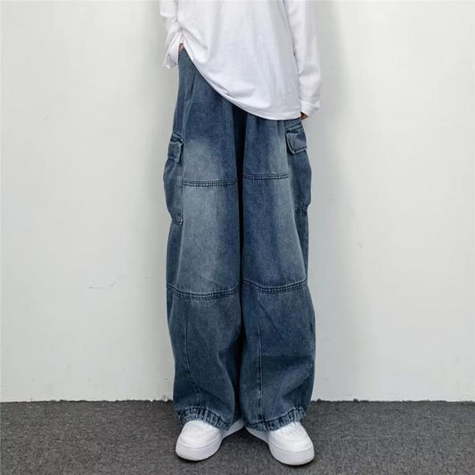 Streetwear Baggy Cargo Jeans Women’s Vintage Y2K High Waisted Straight Wide Leg Pants Denim Trousers Fairy Grunge Alt Clothes