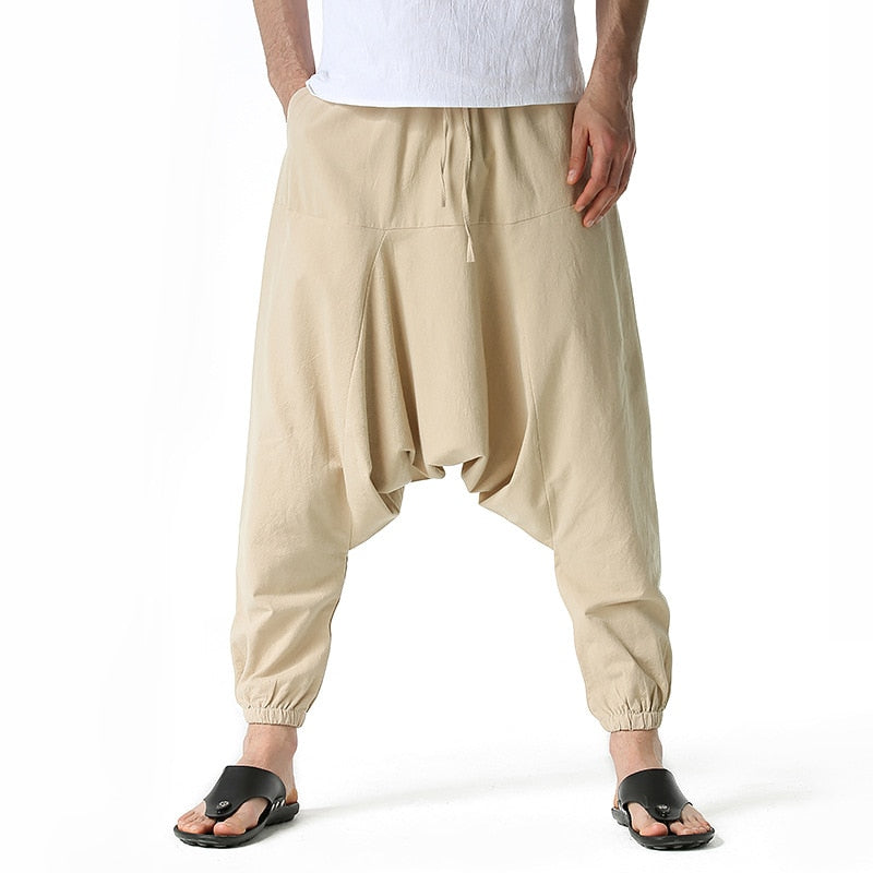 S-3XL!2023 Spring and Autumn New Men's Harem Large Pocket Elastic Trousers Casual Outdoor Party Pants