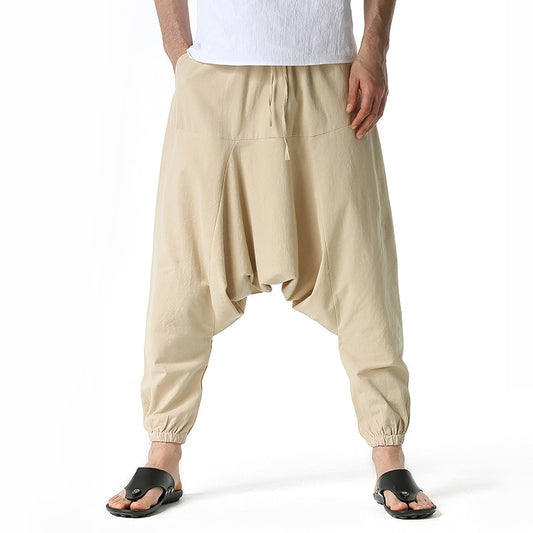 S-3XL!2023 Spring and Autumn New Men's Harem Large Pocket Elastic Trousers Casual Outdoor Party Pants